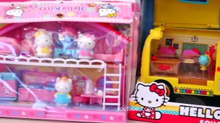 Kitty Goes Poop But Cant Flush the Toilet! - Hello Kitty School and Doll House Playsets Toys Review