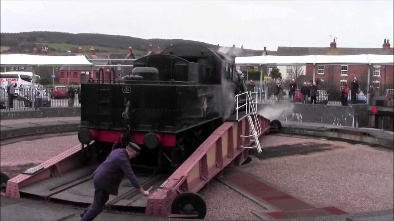 British Steam Train being turned around on a Railway Turntable - video ...