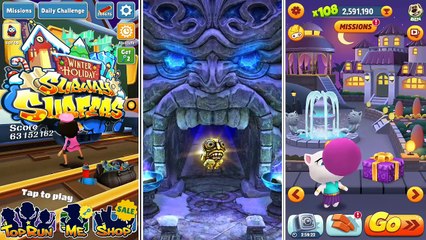 Subway Surfers VS Temple Run 2 VS Talking Tom Gold Run ★Christmas Updates 2016★ HD