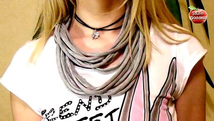 DIY How to Make Scarf out of T-shirt - No-sew Multi-Strand Scarf in 5 minutes