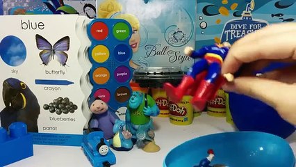 The Color Blue with Jumbo Surprise Eggs Play-Doh - Learn Colors for Baby Kids Preschool