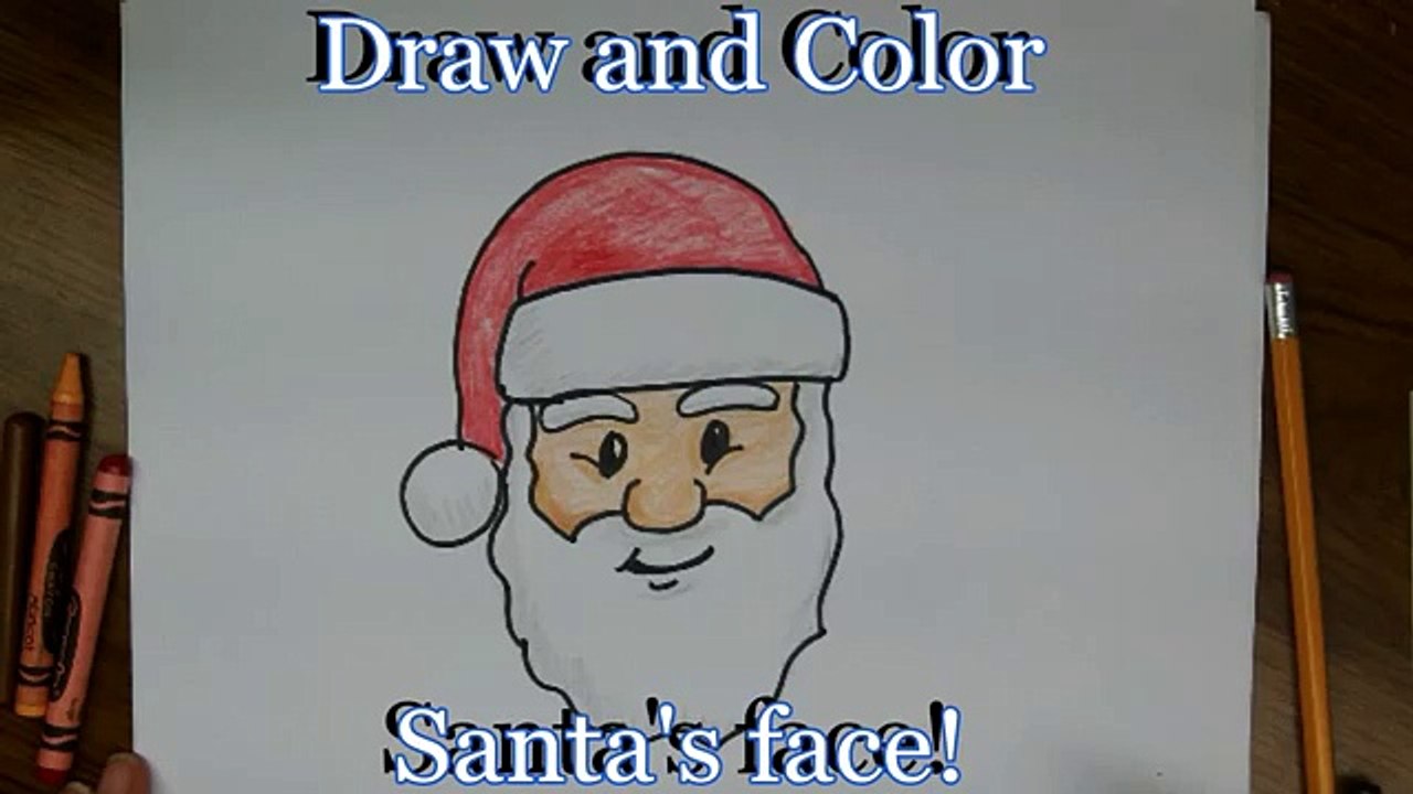 How To Draw Santa Claus Face Step By Step Lesson Cartoon Easy Beginners With Coloring Page