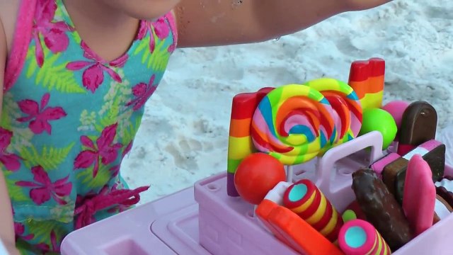 ICE CREAM Bike accident ! ELSA & ANNA toddlers -Beach Part 2 - Watching beautiful Sunset
