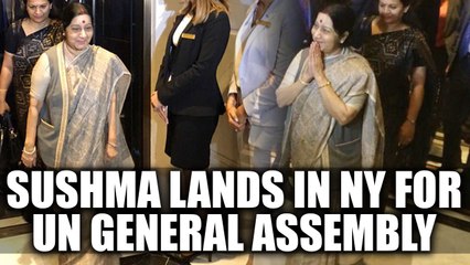 UN General Assembly: Sushma Swaraj lands in NY, full schedule| Oneindia News