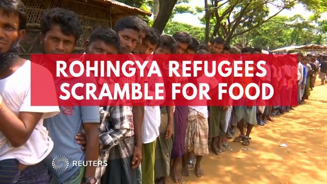 Rohingya refugees in Bangladesh scramble for food