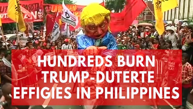 Hundreds burn Trump-Duterte effigies in Philippines