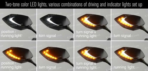 mirror LUCIFR Two-tone color LED lights, driving and indicator lights set up - KiWAV