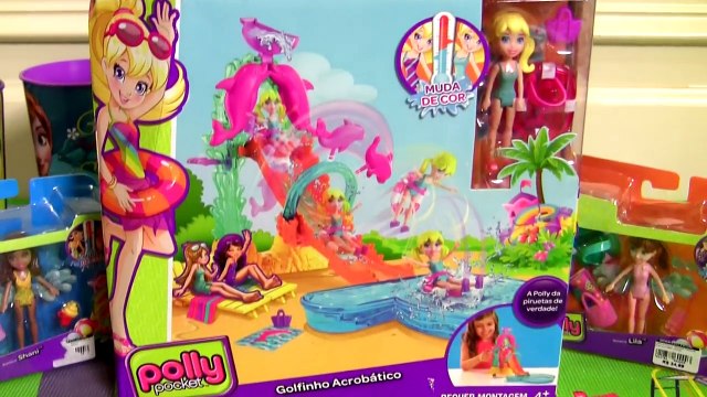 Polly Pocket Acrobatic Dolphin Color Changers Dolls with Princess Anna Elsa Magiclip Dolls