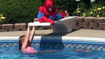 MERMAID POOL HOUSE PRANK Spiderman Saves Mermaid In Real Life Pretend Play