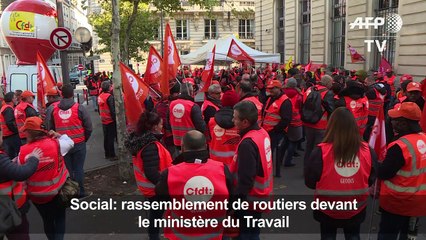 Rassemblement de routiers devant le ministère du Travail