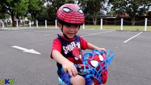 Venom Steals Spiderman Bicycle Kids Spidey Bike Riding Park Playtime Fun Ice Cream Eating Ckn Toys