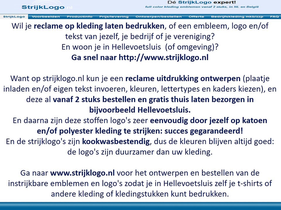 Reclame kleding bedrukken Hellevoetsluis