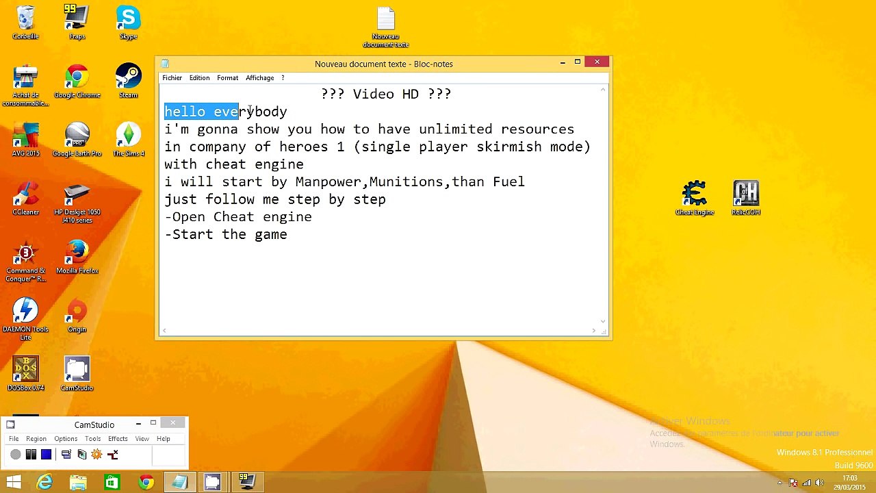 how to get unlimited resource in company of heroes-100% working(cheat engine)