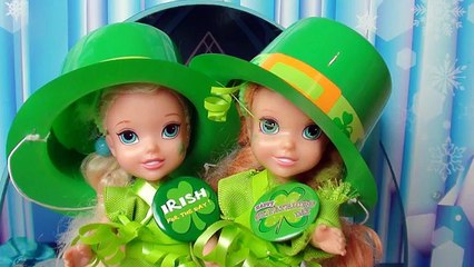 Anna and Elsa Toddlers St Patricks Day Adventure # 1 Pinching Leprechaun Traps Frozen Toys In Action