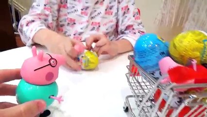 Peppa Pig George e Papai Pig Abrindo Kinder Ovos Surpresas Galinha Pintadinha Minions Surprise Eggs