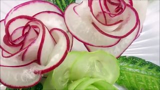 Red Radish Rose Carving Garnish - How To Make Radish Flower