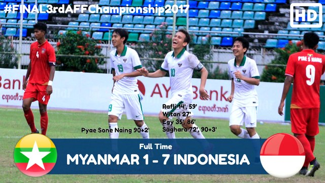 Myanmar 1 vs 7 Idonesia - Perembutan Juara 3 (AFF U18 Championship)