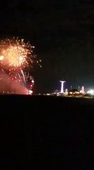 Fire works on Luna park brighten beach