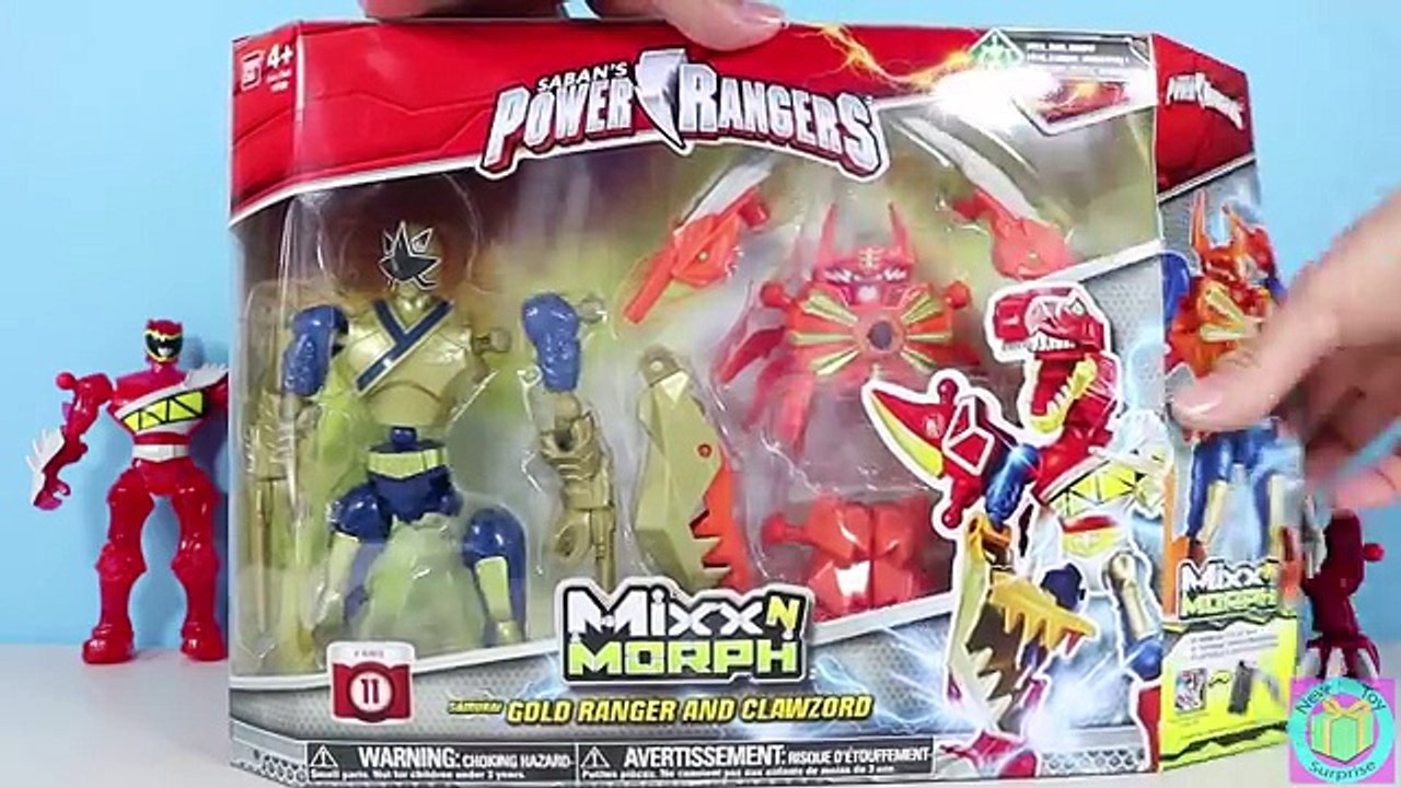 Power Rangers Mixx N Morph Samurai Gold Ranger & Clawzord Helps Dino Charge Red Ranger