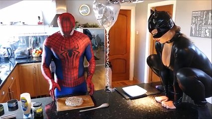 SPIDERMAN VS CATWOMAN (Meal Prep) Real Life SuperHeros