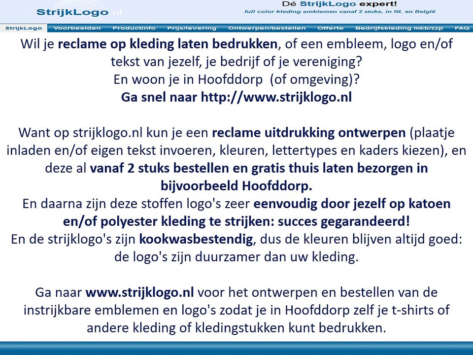 Reclame kleding bedrukken Hoofddorp
