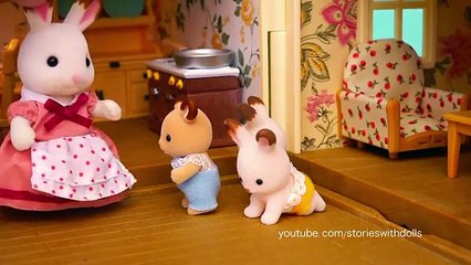 Story for Kids With Calico Critters Toys! The Wolf & 7 Kids Fairy Tale with Bunny Sylvanian Families