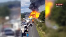 Un camion rempli de bonbonnes de gaz explose en plein milieu de la circulation (Vidéo)