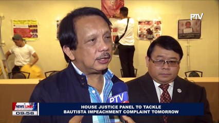 House justice panel to tackle Bautista impeachment complaint tomorrow