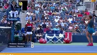 Strycova and Safarova livid at Veljovic that she didnt see the ball touch Hradeckas hair