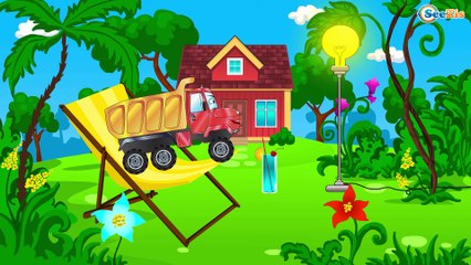 The Big Red Truck working hard in the City - Funny Cars TV - Cars & Trucks for Kids