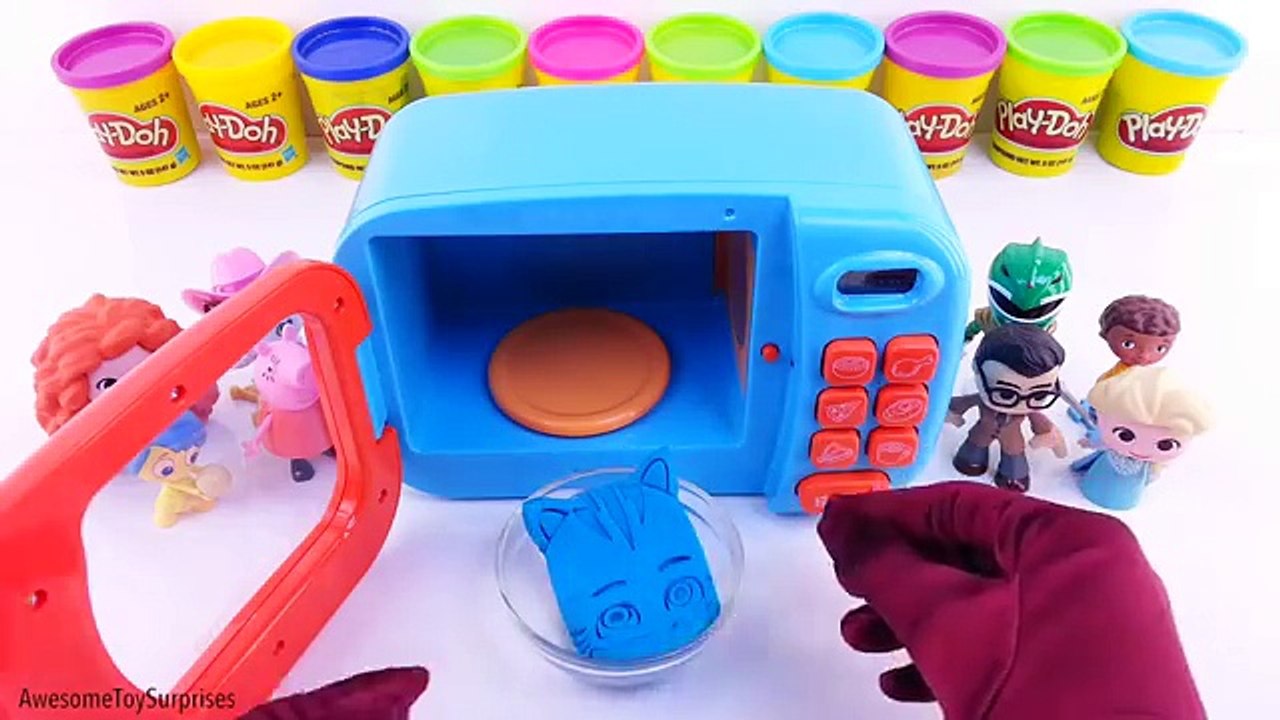 PJ Masks Learn Colors! Play-Doh Surprises with Magic Microwave Pretend Play! Catboy Gekko Owlette