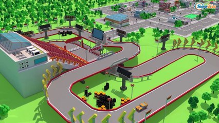 Giant RED Race Car in the NEW Big Town - In 3D FULL EPISODES For KIDS Cars & Truck Stories