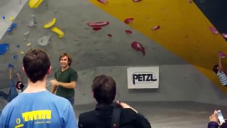 Chris Sharma and Alex Puccio climb the Red Problem at the ProLo Event at Momentum Lehi