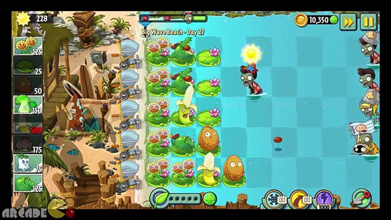 Plants Vs Zombies 2: Big Wave Beach Part 2 Day 27 Super Banana Launcher Guacodile