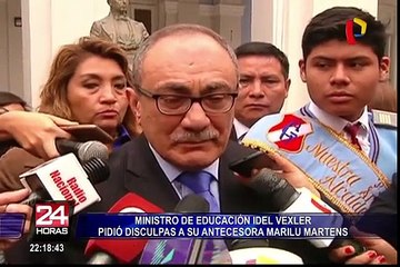Ministro de Educación Idel Vexler pidió disculpas a Marilú Martens