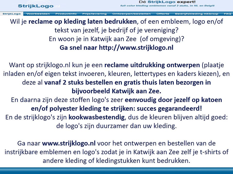 Reclame kleding bedrukken Katwijk aan Zee