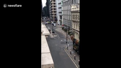 Cordoned street between Liverpool Street and Moorgate