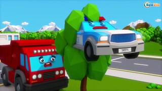 Colors for Children to Learn with Street Vehicles Jumping Police Car Little Cars & Trucks for Kids