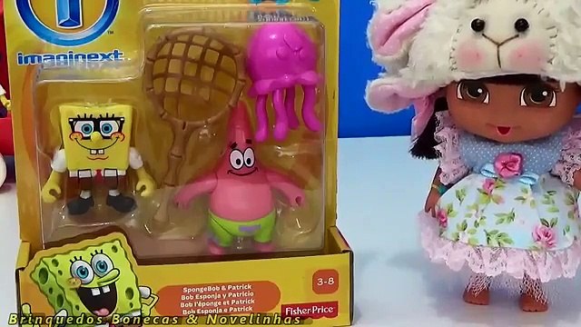 Baby Dora Aventureira brinca com o ônibus do Bob Esponja - Dora the Explorer Bikini Botton Bus