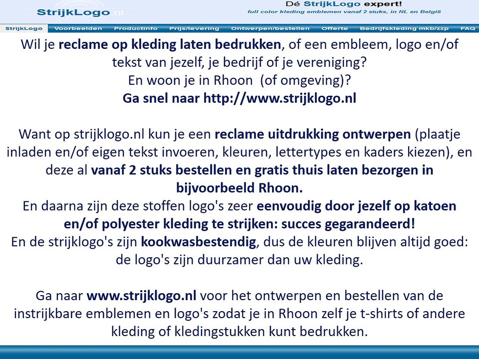 Reclame kleding bedrukken Rhoon