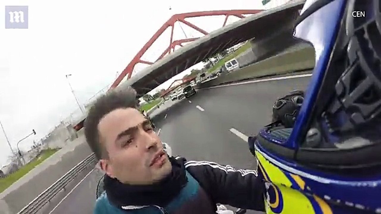 Argentinian daredevil biker stopped by police