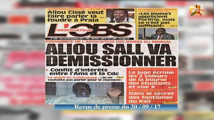 REVUE DE PRESSE DU 20 SEPTEMBRE 2017