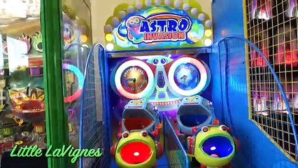 GIANT Chuck E Cheese Family Fun Indoor Games for Kids Children Play Area + HUGE CONSTRUCTION TRUCKS!