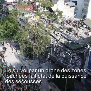 À Mexico, un drone filme les impressionnants dégâts du séisme