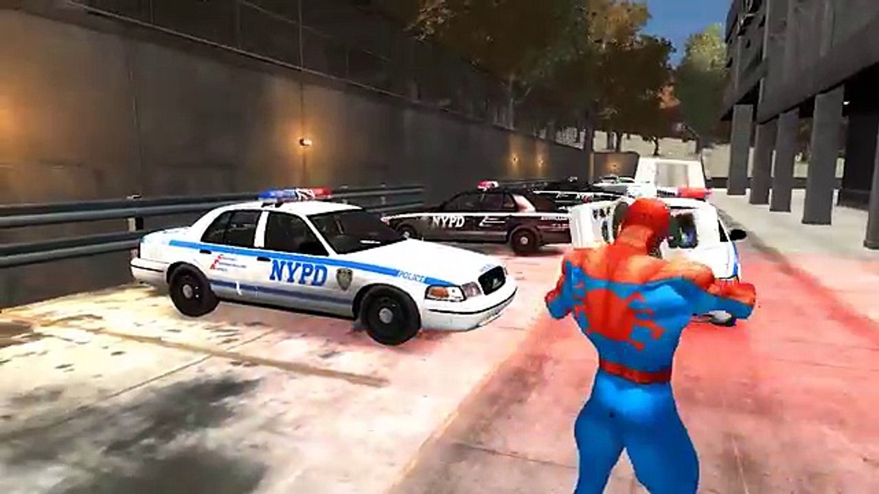 Spiderman Policeman on Police Car for Kids! Nursery Rhymes and Songs For Children Gameplay