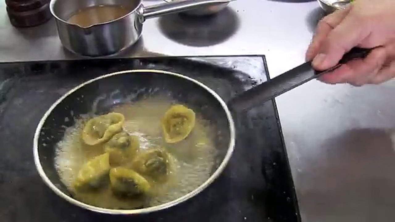 3 Michelin star Gilles Goujon prepares ravioli