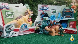 Jurassic World Toys Playskool Heroes Dino Tracker 4X4 & Dinosaur Velociraptor Raptor Figure