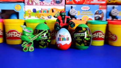 Скачать видео: Play-doh Kinder surprise TMNT Surprise Eggs Cars Teenage Mutant Ninja Turtles Unwrapping WOW