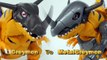 Greymon evolve into MetalGreymon(グレイモン進化メタルグレイモン)-Bandai Digimon Digivolving Figure Toy