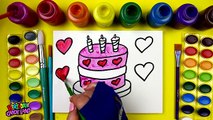 Coloring for Children to Learn to Color and Paint this Heart Birthday Cake Coloring Page